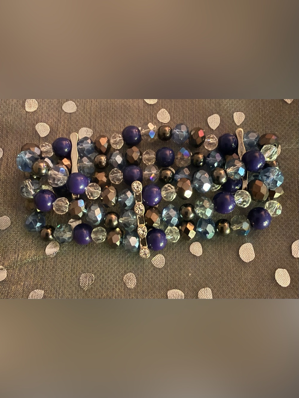 Lane Bryant Blue and Metallic Multi-Strand Stretch Bracelet - Nickel Free